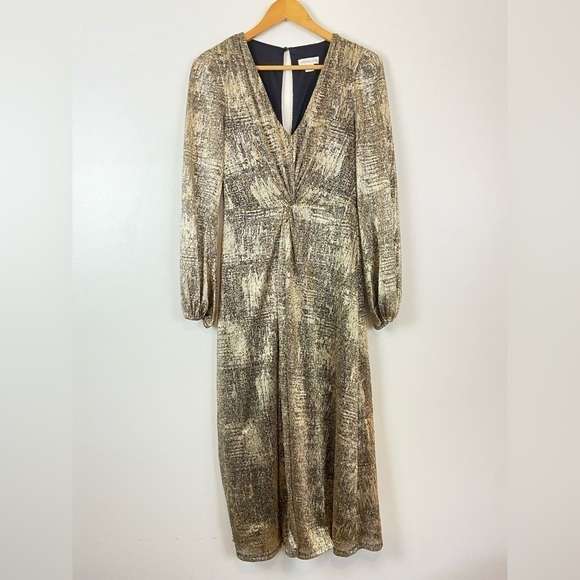 MONSOON Vanessa Midi Twist Dress Gold - Picture 5 of 16